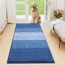 Smiry Dog Door Mat for Muddy Paws, Absorbs Moisture and Dirt, Low-Profile Entryway Mat with Non-Slip Backing, Entry Indoor Outdoor Doormat for Inside Floor (47x24 Inches, Navy Blue, Striped)