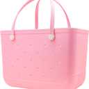 X-Large Waterproof Sandproof Rubber Beach Tote Bag with Zipper Pocket and Phone Kickstand Cup