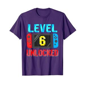 Level 6 Unlocked Birthday Video Gamer 6th Birthday Party T-Shirt.S
