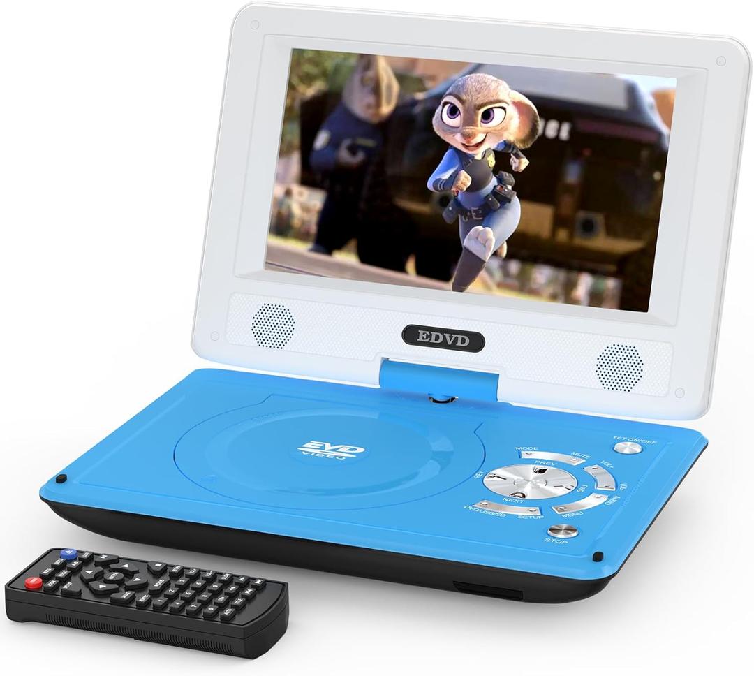 11.5" Portable DVD Player for Kids and Car, 9.5" Swivel HD Screen with 4-6 Hours Built-in Battery, Support Sync Screen to TV, Support SD Card/USB/Multiple Disc Formats (Blue)