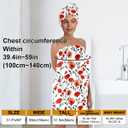 Red Poppy Bath Wrap Set with Hair Turban, Floral Pattern Absorbent Quick-Dry, Spa Towel Wrap, Towel Robe for Women