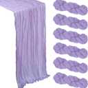 6 Pack Lilac Purple Cheesecloth Table Runner 10Ft Spring Lavender Gauze Cheese Cloth Table Runner 35x120 Inch Boho Sheer Rustic Fabric for Holiday Party Decor Baby Shower Wedding Home Decorations