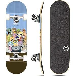 Magneto Complete Skateboard - Maple Wood 10-Ply Concave Deck - Kids Skateboard with Smooth 52mm Wheels & ABEC-5 Bearings - Double Kicktail Cruiser Board - 27.5x7.75 in, Monster Pile