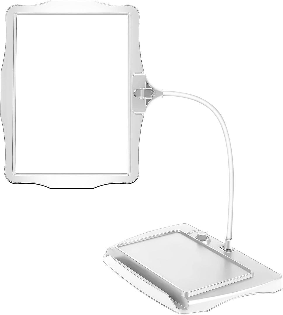 10X Desktop Magnifying Glass with lamp 360 Adjustable Flexible Gooseneck Table lamp Removable Desktop Stand for Headlights, Suitable for Reading, Repair, Crafts and Close Work-White