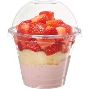 GUSTO [9 oz. - 50 Count Clear Plastic Cups With Dome Lids (No Hole), Fruit Cups with Lids for Party - Perfect for Smoothies, Milkshakes, and To-Go Beverages - (Formerly Comfy Package)