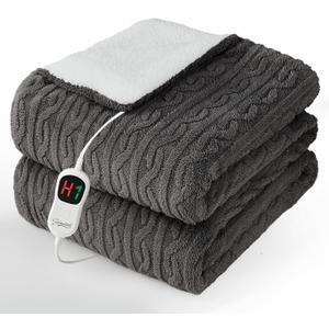 Homemate Electric Heated Blanket Full - 72"x84" Heating Bed Blankets Throw with 10 Heating Levels 8 Hours Auto Off Fast Heating Over-Heated Protection Ultra Soft Warm Flannel ETL Certified (10-graphite Grey)
