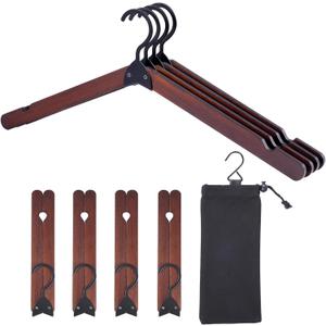 Foldable Travel Hangers 8 Pack - Space Saving, Portable, Collapsible Clothes Hangers for Suitcase, RV, Trip Accessories (Walnut)