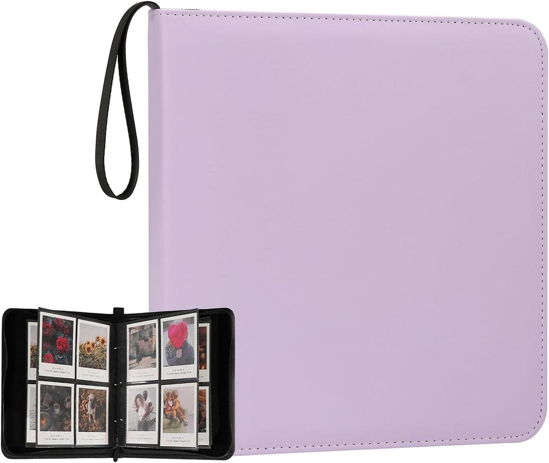 240 Pockets Polaroid Photo Album Book For Polaroid 600 i-Type Square Photos and Instax Wide 3.5x4.25 Film Pictures (Lilac Purple)
