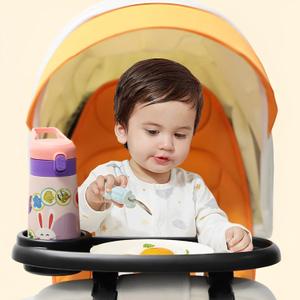 Stroller Snack Tray with Cup Holder Universal Stroller Food Tray Removable, Non-Slip Grip Clip for Stroller Bar Reusable Stroller Snacks Holder for Strollers with Round Armrests (B)