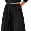 Panadila Womens 2 Piece Lounge Sets Matching Vacation Outfits Ribbed Button Down Cardigan and Elastic Waist Skirt Sets (Medium, Black)