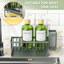 Cisily Sage Green Kitchen Dish Soap Dispenser, 16 fl Oz Dual Kitchen Soap Dispensers with Sponge Holder, Customized Stainless Steel Kitchen Soap Dispenser Set, Modern Hand and Dish Soap Bottle Set
