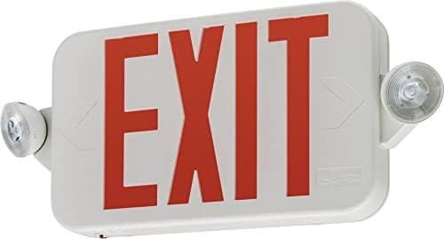 Lithonia Lighting Basics LED Exit Sign/Emergency Light Combo, Red/Green Switchable Exit Sign and Emergency Lights for Business, 2-Head Fixture, Round Lamp Heads, White (ECRG RD M6) 3 Pack