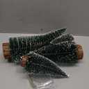 Mini Christmas Tree with Lights, Small Table Top Decorations, Desktop Miniature Pine Tree Xmas Holiday Decor Indoor Home, Bottle Brush Trees with Wooden Base, 5 Pcs with Light