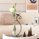 Marbrasse Desktop Glass Planter Hydroponics Vase,Planter Bulb Vase with Holder for Home Decoration,Modern Creative Bird Plant Terrarium Stand, Scindapsus Container (Water Drop Vase)