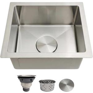 13 Inch Bar Sink Undermount  Delironexu 18 Gauge Stainless Steel Small Kitchen Sink, 13"x15"x7" Small Bar Sinks, Single Bowl Wet bar sink with Brushed Finish for Outdoor, RV, and Prep Use
