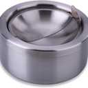 hanlongyu Outdoor Ashtray with Lid, Flip Top Stainless Steel Ash Tray, Metal Windproof Cigarette Ashtrays for Indoor or Outdoor Use, Desktop Ashtray Office Patio Home Decor