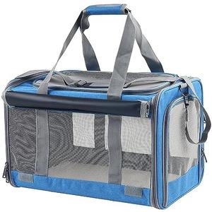 Adkyop Large Cat Carriers Dog Soft Sided Carriers Cat Soft Sided Carriers Airline Approved Kitten Carrier Reptile Carrier Squirrel Carrier Guinea Pig Carrier(Large_Blue)