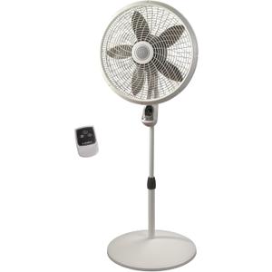 Lasko Cyclone Pedestal Fan, Adjustable Height, Remote Control, Timer, 3 Speeds, for Bedroom, Kitchen, Office and Living Room, 18", White, 1885, Large