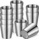Amyhill 12 Pieces Stainless Steel Cups Double Wall Tumbler Glasses Stackable Metal Drinking Cups Insulated Drinking Glasses Reusable Camping Mugs for Home Camping RV BBQ Office Party(Silver,5.9 oz)