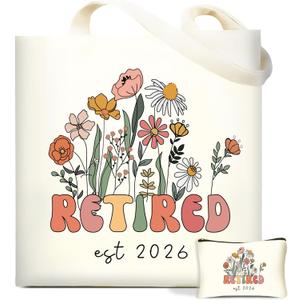 DHQH Retirement Gifts for Women 2026, Retirement Canvas Tote Bag with Handles, Retired Gifts Farewell Gift Ideas for Retirees Coworker Teachers Friends Mom