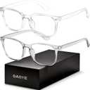 Blue Light Blocking Glasses - Fashion Square Eyeglasses, Anti UV Ray Computer Gaming Glasses Blue Blockers for Women/Men (Transparent & Transparent Grey)