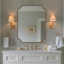 ANDY STAR Brushed Gold Mirror, 24"x32" Bathroom Vanity Mirror, Unique Rectangular Bathroom Mirror with Stainless Steel Metal Framed, Wall Mounted Decorative Mirror (Horizontal/Vertical)