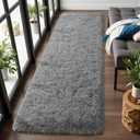 Macgace Fluffy Runner Rug, 2x6 Grey Washable Hallway Area Rugs for Bedroom Living Room Kitchen Laundry, Long Shag Rug with Non Slip Rubber Backing Fuzzy Entryway Carpet Modern Home Decor