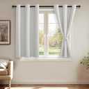JIUZHEN Blackout Curtains with Tiebacks - Thermal Insulated, Light Blocking and Noise Reducing Grommet Curtain Drapes for Bedroom and Living Room, Set of 2 Panels, Greyish White, 38 x 54 Inch Length