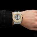Men's 43mm Iced Out Octagonal Case Silicone Band Watch