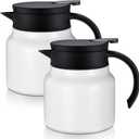 Ziliny 2 Pcs 27 oz Thermal Coffee Carafes for Keeping Hot/cold Stainless Steel Small Coffee Creamer Container Double Wall Vacuum Insulated Tea Pot Milk Beverage Dispenser for Party Home (White)