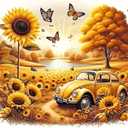 DIY Car Sunflower Diamond Art Kits for Adults, 5D Diamond Painting for Beginners, Diamond Dot, Small Dimond Art Paintings Kit, Full Drill Gem Painting, Crafts for Adults, Home Wall Decor 14x14inch (QY098)