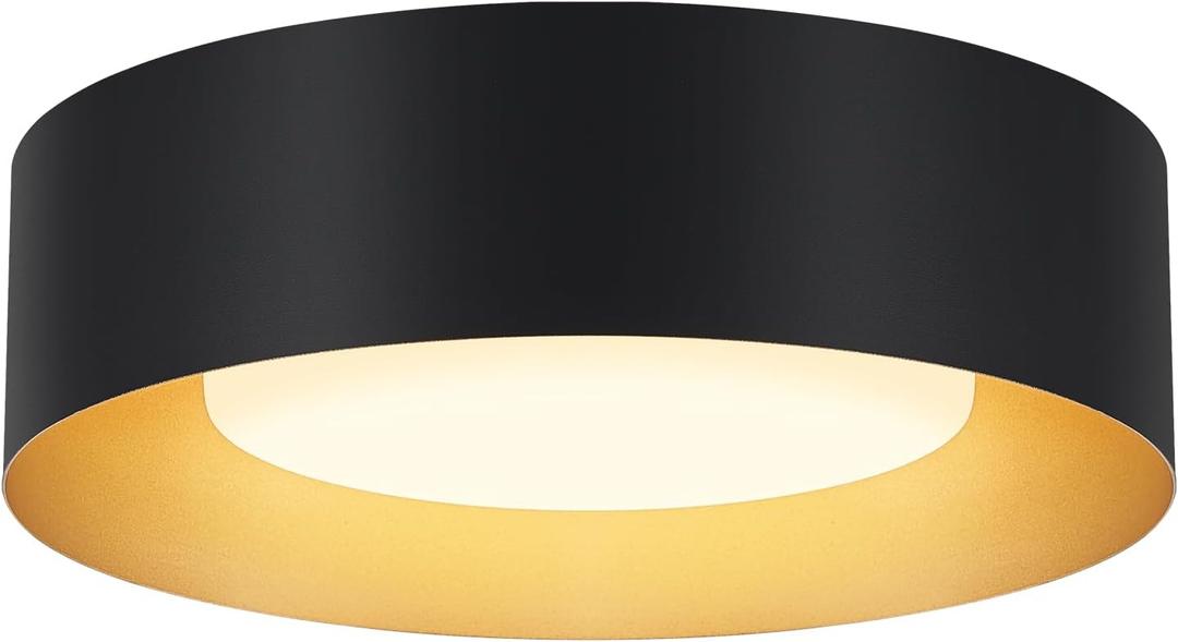 Modern Flush Mount Ceiling Lights,Minimalist 12.5IN Round Close to Ceiling Light Fixture,Black and Gold Metal Ceiling Lighting Lamp for Entryway,Hallway,Kitchen,Bedroom