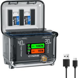 CYNOVA X5 Battery Charger for Insta360 X5 Accessories, Intelligent Dual-Slot Charger for Insta360 X5 Batteries with OLED Screen and 30W USB Power Delivery (PD) - Battery Not Included