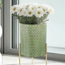 Growsun Plant Pots with Stands, Set of 3 - Indoor Flower Pots with Drain Holes & Rubber Stoppers, Includes Clear Plastic Nursery Pots - Stylish Modern Home Decor for Living Room, Office, and Balcony