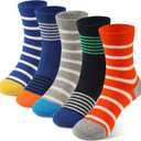 COTTON DAY Kids Boys Crew Dress Socks Bright Colorful Stripes Design XL