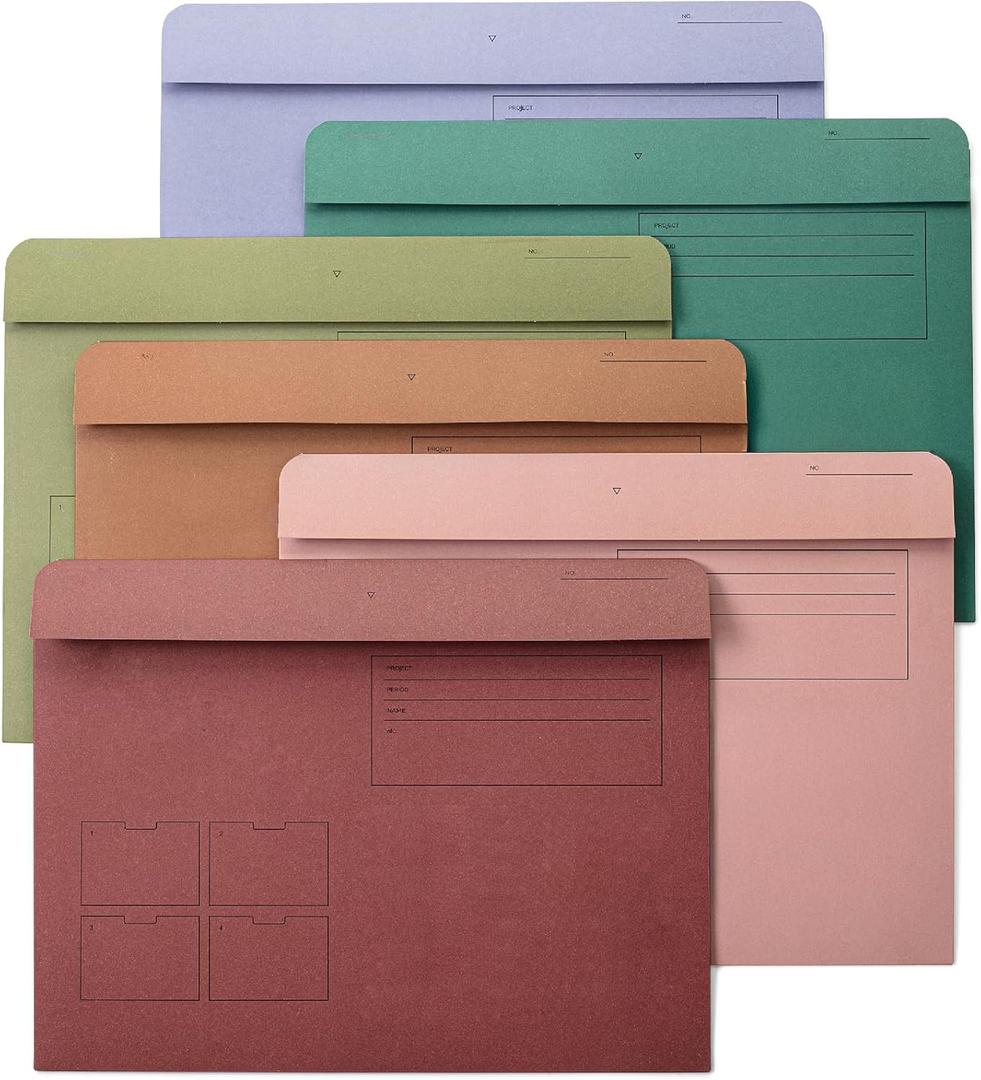 Mr. Pen- Paper Pocket File Folder, 6 Pack, Assorted Colors, Letter Size, File Jacket Flat Folder, for School, Office, Buisness Home