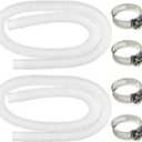 2 Pack 1.25" x 59" Pool Hoses for Above Ground Pools, Upgraded Pool Pump Replacement Hose for Intex Filter Pump 607, 637, 330GPH, 530GPH, 1000GPH, with 4 Metal Clamps (White)