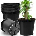 BTPLASTIK 3 Gallon Nursery Pots, 10 Inch Thickened Plant Pots with Drainage Holes, Plastic Round Planter for Outdoor Indoor Plants (12-Pack, Black)