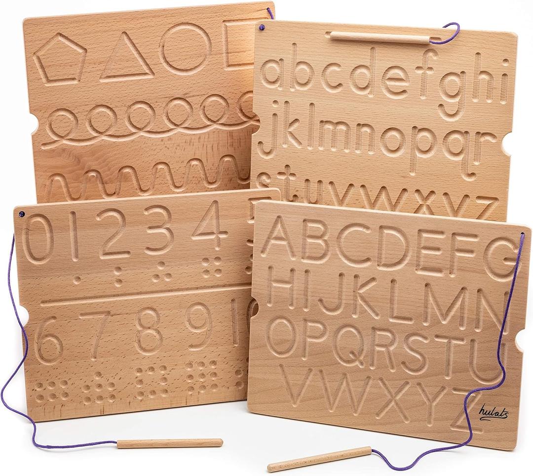 Learn to Write - Number & Letter Tracing Boards for Kids Ages 3-5 - Wooden Alphabet Learning Montessori 3 Year Old Toddler Writing Tools Beginners - Homeschool Preschool Classroom Must Haves