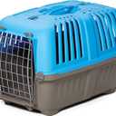 MidWest Homes for Pets Spree Travel Carrier Hard-Sided Dog & Cat Carrier, Small Pet Travel Crate with Handle, Ventilated Design, Easy Assembly, 19-Inch, Blue