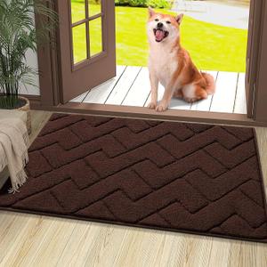 OLANY Indoor Door Mat, 36x24, Dirt Resistant and Absorbent, Sturdy Non-Slip Rubber Backing, Easy to Clean, Washable Low-Profile Doormat for Entryway, Dark Brown (36" x 24")