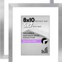 Americanflat 8x10 Picture Frame with Polished Plexiglass - Set of 5 - Use as 5x7 Frame with Mat or Display 8x10 Photo Without Mat - Galleria Collection - Picture Frames for Tabletop and Wall - Silver