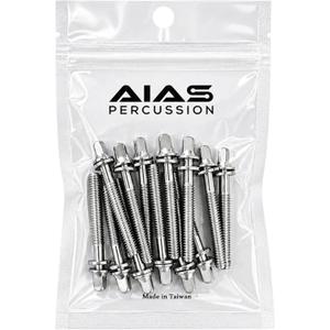 AIAS 3 1/2 Inch (89mm) Chrome Plated Drum Tension Rods 12 Pack with Washers | Replacement Tuning Screws for Snare and Tom Drums