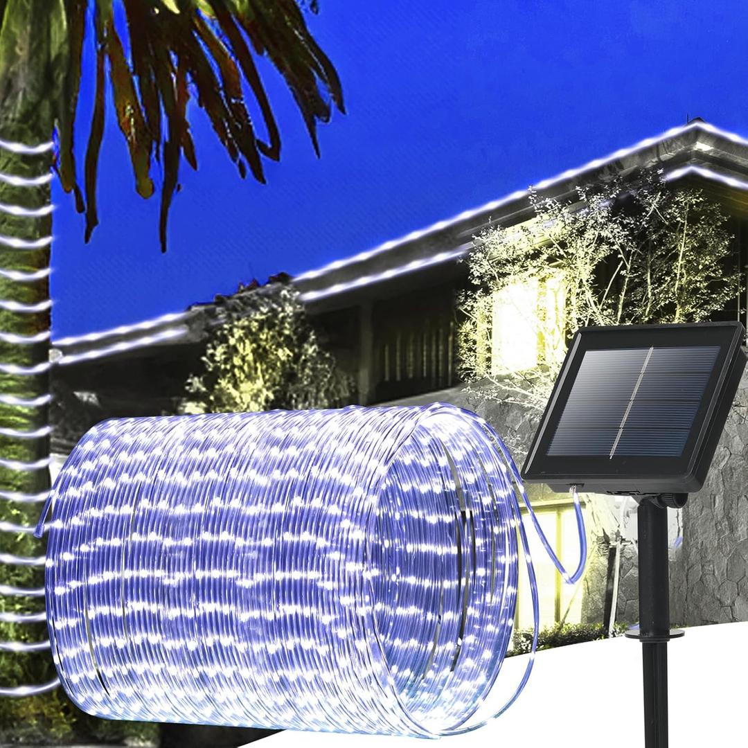 200 LED Solar Rope Lights Outdoor, 72FT Solar String Lights Indoor Waterproof Solar Powered Trampoline Light Clear Tube Pool Light for Camping Fence Yard Walkway Path Garden Outside DecorWhite