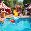 1Pcs 4.6 Feet Giant Inflatable Duck Outdoor Decorations,Huge Blow Up Yard Yellow Duck with Red Blue Clown Cloth Duck Pool Float for Summer Beach Pool Carnival Birthday Party Garden Decor (1Pack)