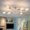 ZGLAOJT 6-Lights Semi Flush Mount Ceiling Light FixtureChrome Industrial ChandelierFarmhouse Lighting for Dining Room Living Room Kitchen Bedroom (Silver)
