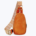 KlaOYer Sling Leather Bags For Women Crossbody Small Fanny Pack Purses Chest Bags With Guitar Strap For Gril Lady