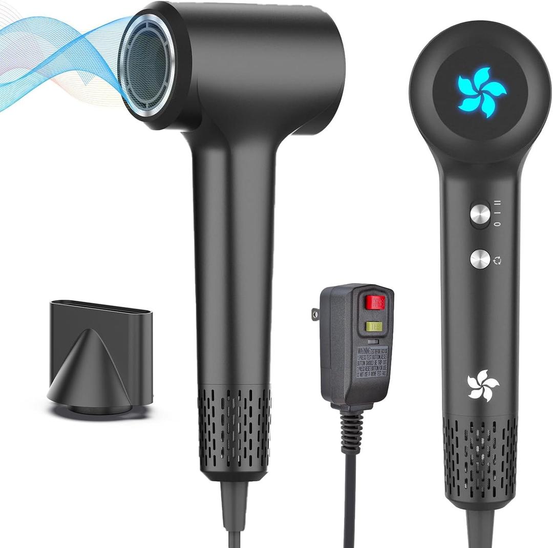 ZPP Hair Dryer, Professional High-Speed Ionic Blow Dryer, 110000 RPM Brushless Motor High Speed Motor for Fast Drying Low Noise Thermo-Control Hairdryer for Travel Women Men (Dark Gray)