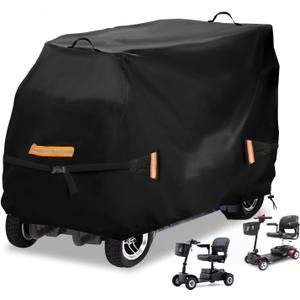 Mobility Scooter Storage Cover, 600D Heavy Duty Scooter Weather Cover, Mobility Scooter Cover with Waterproof Strip, Anti-UV, Water Resistant - 49"x 23"x 39" (Black)