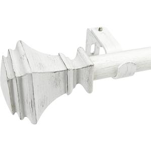 White Wooden Curtain Rods Adjustable 36-72 Inch for Windows 24-68 Inches, 1 Inch Boho Decorative Curtain Rod with Cottage Square Finials, Farmhouse Style Heavy Duty Window Drapery Rods